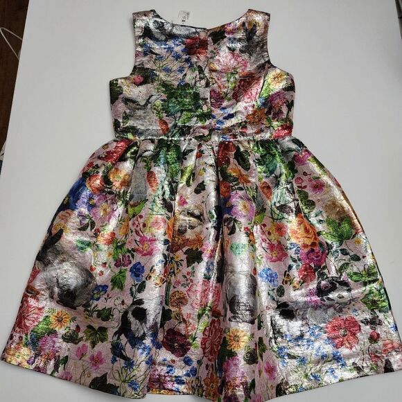 H&M Girls Nathalie Lété Jacquard Weave Metallic Shimmer Elegant Dress Size 8 - Picture 11 of 13
